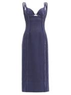 Matchesfashion.com Jacquemus - Valerie Cutout-bodice Canvas Dress - Womens - Navy
