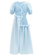 Matchesfashion.com Cecilie Bahnsen - Camden Ruffled Puff-sleeve Faille Dress - Womens - Light Blue