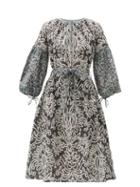 Matchesfashion.com D'ascoli - Laziza Belted Floral-print Cotton Dress - Womens - Black