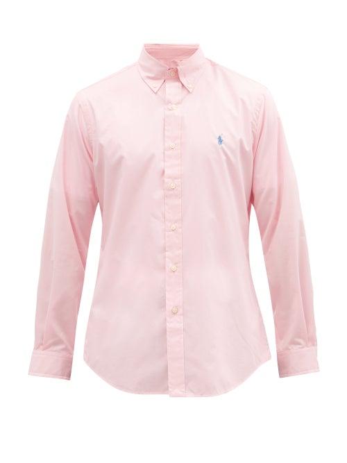 Matchesfashion.com Polo Ralph Lauren - Logo-embroidered Striped Cotton-poplin Shirt - Mens - Pink