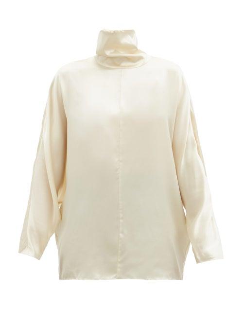 Matchesfashion.com Co - High-neck Silk-charmeuse Blouse - Womens - Ivory
