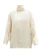 Matchesfashion.com Co - High-neck Silk-charmeuse Blouse - Womens - Ivory