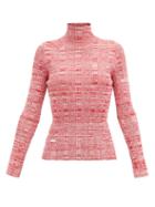 Matchesfashion.com Ellery - Rockies Mlange Rib-knitted Roll-neck Top - Womens - Red White