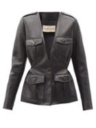 Matchesfashion.com Alexandre Vauthier - V-neck Tailored Leather Jacket - Womens - Black