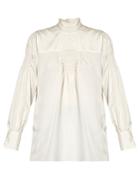 Valentino High-neck Smock-trimmed Blouse