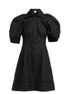 Matchesfashion.com Khaite - Carline Puff Sleeve Cotton Mini Dress - Womens - Black