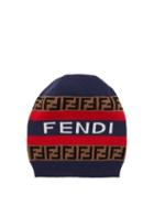 Matchesfashion.com Fendi - Ff Logo Intarsia Wool Beanie Hat - Womens - Red