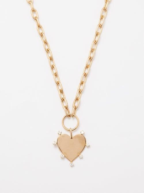 Zo Chicco - Heart Diamond & 14kt Gold Necklace - Womens - Gold Multi