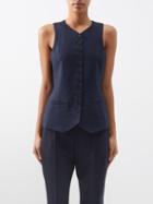 Chlo - Linen Waistcoat - Womens - Navy