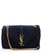 Saint Laurent Monogram Classic Quilted Suede Cross-body Bag