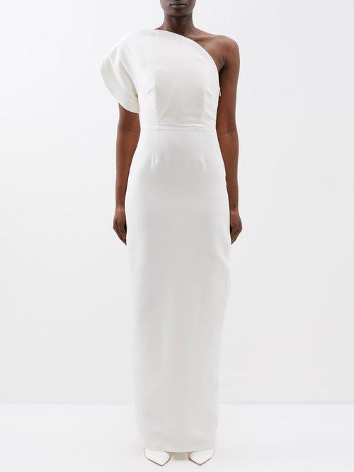 Roland Mouret - Asymmetric One-shoulder Wool-blend Gown - Womens - White