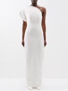 Roland Mouret - Asymmetric One-shoulder Wool-blend Gown - Womens - White