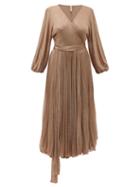 Matchesfashion.com Maria Lucia Hohan - Millie Metallic Mesh Wrap Dress - Womens - Rose Gold