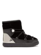 Matchesfashion.com Moncler - Stephanie Velvet And Leather Snow Boots - Womens - Black