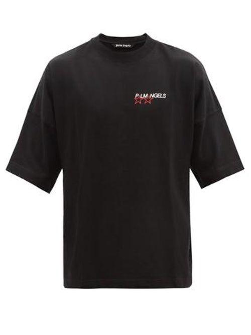 Palm Angels - Star-logo And Palm-print Cotton-jersey T-shirt - Mens - Black
