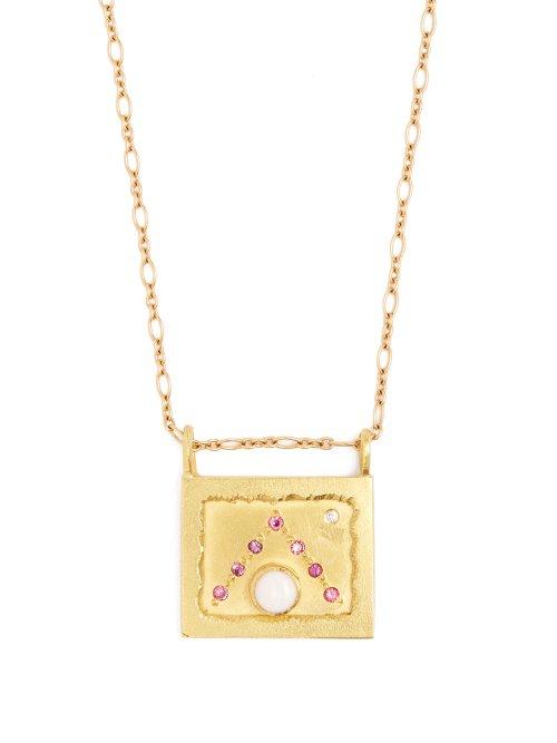 Matchesfashion.com Orit Elhanati - Dubai 18kt Gold, Diamond, Sapphire & Opal Necklace - Womens - Gold