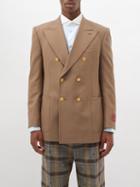 Gucci - Double-breasted Wool Cavalry-twill Jacket - Mens - Dark Brown