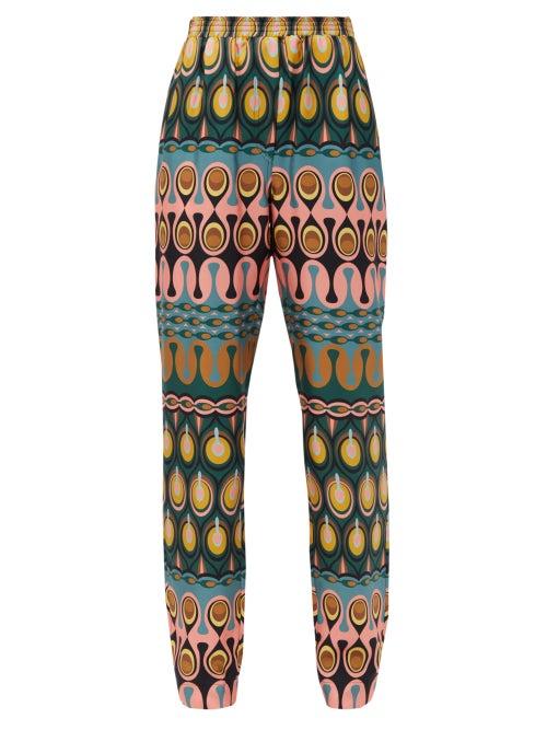 Matchesfashion.com La Doublej - Printed Silk-twill Trousers - Womens - Multi