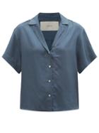 Matchesfashion.com Asceno - Prague Short-sleeved Silk-twill Shirt - Womens - Navy