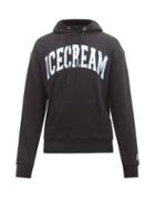 Icecream - Appliqu-logo Cotton-jersey Hooded Sweatshirt - Mens - Black