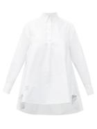 Matchesfashion.com Thom Browne - Grosgrain Stripe Cotton Oxford Tunic Shirt - Womens - White