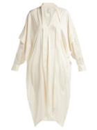 Matchesfashion.com Maison Rabih Kayrouz - Tie Neck Draped Satin Tunic - Womens - Ivory