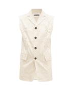 Matchesfashion.com Jil Sander - Lea Broderie Anglaise Cotton Sleeveless Jacket - Womens - Beige