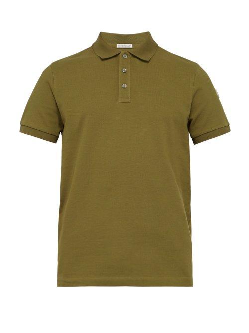 Matchesfashion.com Moncler - Maglia Logo Appliqu Cotton Piqu Polo Shirt - Mens - Green