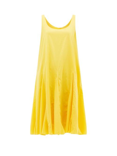 Matchesfashion.com Rhode - Lalla Godet-pleat Cotton Dress - Womens - Yellow