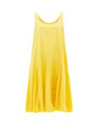 Matchesfashion.com Rhode - Lalla Godet-pleat Cotton Dress - Womens - Yellow