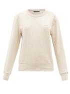 Ladies Rtw Acne Studios - Fairah Face-appliqu Cotton-jersey Sweatshirt - Womens - Cream