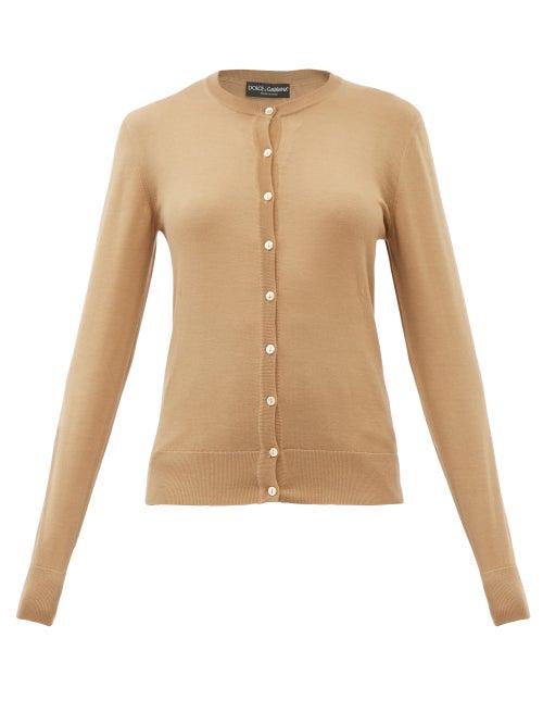 Matchesfashion.com Dolce & Gabbana - Crew-neck Cashmere Cardigan - Womens - Beige