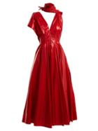 Matchesfashion.com Calvin Klein 205w39nyc - Tie Neck A Line Dress - Womens - Red
