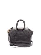 Matchesfashion.com Givenchy - Antigona Mini Crocodile Effect Leather Bag - Womens - Dark Grey