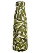 Oscar De La Renta Banana Leaf-jacquard Strapless Gown