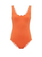 Matchesfashion.com Marysia - Palm Spring Reversible Scallop Edged Swimsuit - Womens - Orange