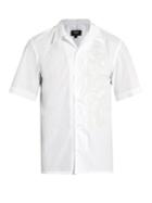 Fendi Short-sleeved Floral-embroidered Cotton Shirt