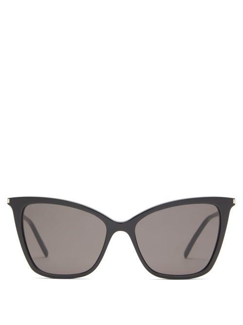 Matchesfashion.com Saint Laurent - Oversized Cat-eye Acetate Sunglasses - Womens - Black