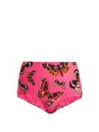 Matchesfashion.com Dolce & Gabbana - Butterfly Print High Rise Bikini Briefs - Womens - Pink Multi