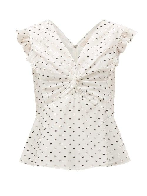 Matchesfashion.com Rebecca Taylor - Fil Coup Twist Front Blouse - Womens - White Black