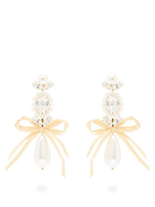 Matchesfashion.com Simone Rocha - Faux-pearl And Crystal Drop Earrings - Womens - Pearl