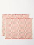 Cabana Magazine - Set Of Two Lecce Cotton-jacquard Placemats - Womens - Pink White