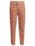 Matchesfashion.com Prada - U Print Tailored Wool Blend Trousers - Womens - Orange Print