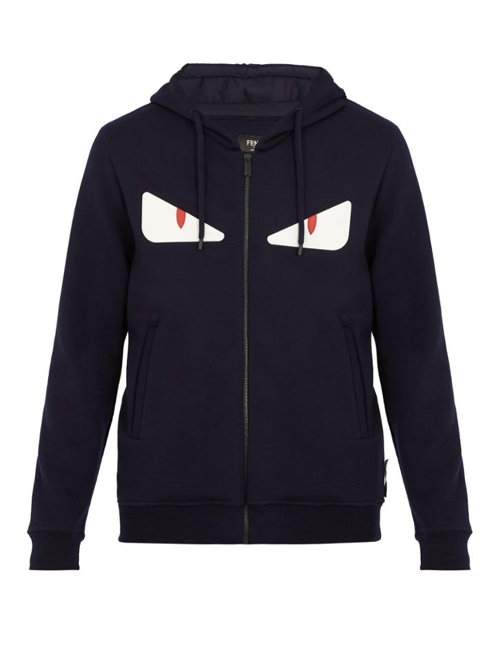 Fendi Bag Bugs-appliqu Hooded Wool-blend Sweatshirt