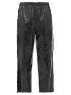 Matchesfashion.com Mm6 Maison Margiela - Leather Cropped Wide Leg Trousers - Womens - Black