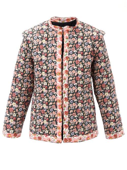 Matchesfashion.com Sea - Leslie Quilted Floral-print Cotton-poplin Jacket - Womens - Black Multi
