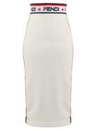 Matchesfashion.com Fendi - Side Striped Jersey Pencil Skirt - Womens - White Multi