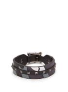 Valentino Rockstud Camouflage Leather And Canvas Bracelet