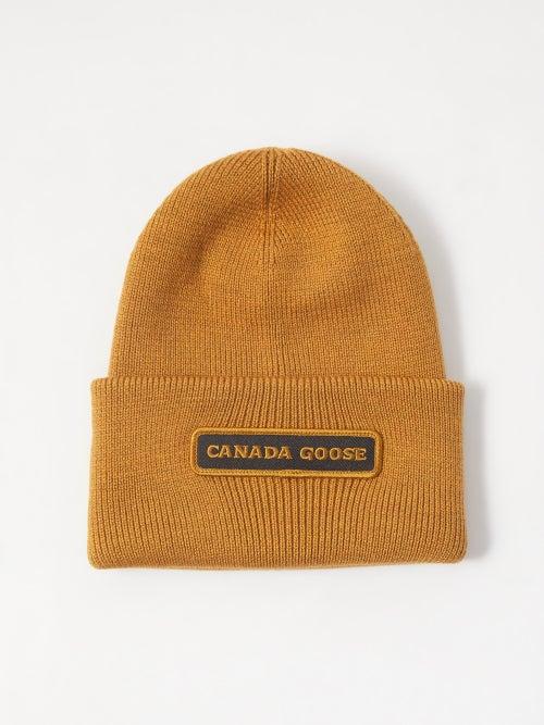 Canada Goose - Embroidered-logo Patch Wool Beanie - Mens - Beige