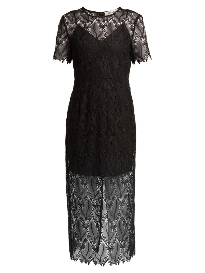 Diane Von Furstenberg Leaf And Floral Macram-lace Pencil Dress